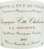 [2013] Bourgogne Cote Chalonnaise Rouge La Digoine - A et P de VILLAINEブルゴーニュ・コート・シャロネーズ・ルージュ ラ・ディゴアンヌ - A・エ・P・ド・ヴィレーヌ