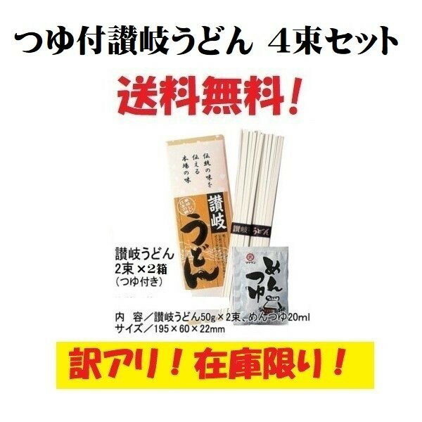 訳アリ つゆ付讃岐うどん4束セット ざるうどん お試し 冷やしうどん 干しうどん さぬき 保存食 夜食 ポスト投函 訳あり品 さぬきうどん ポイント消化