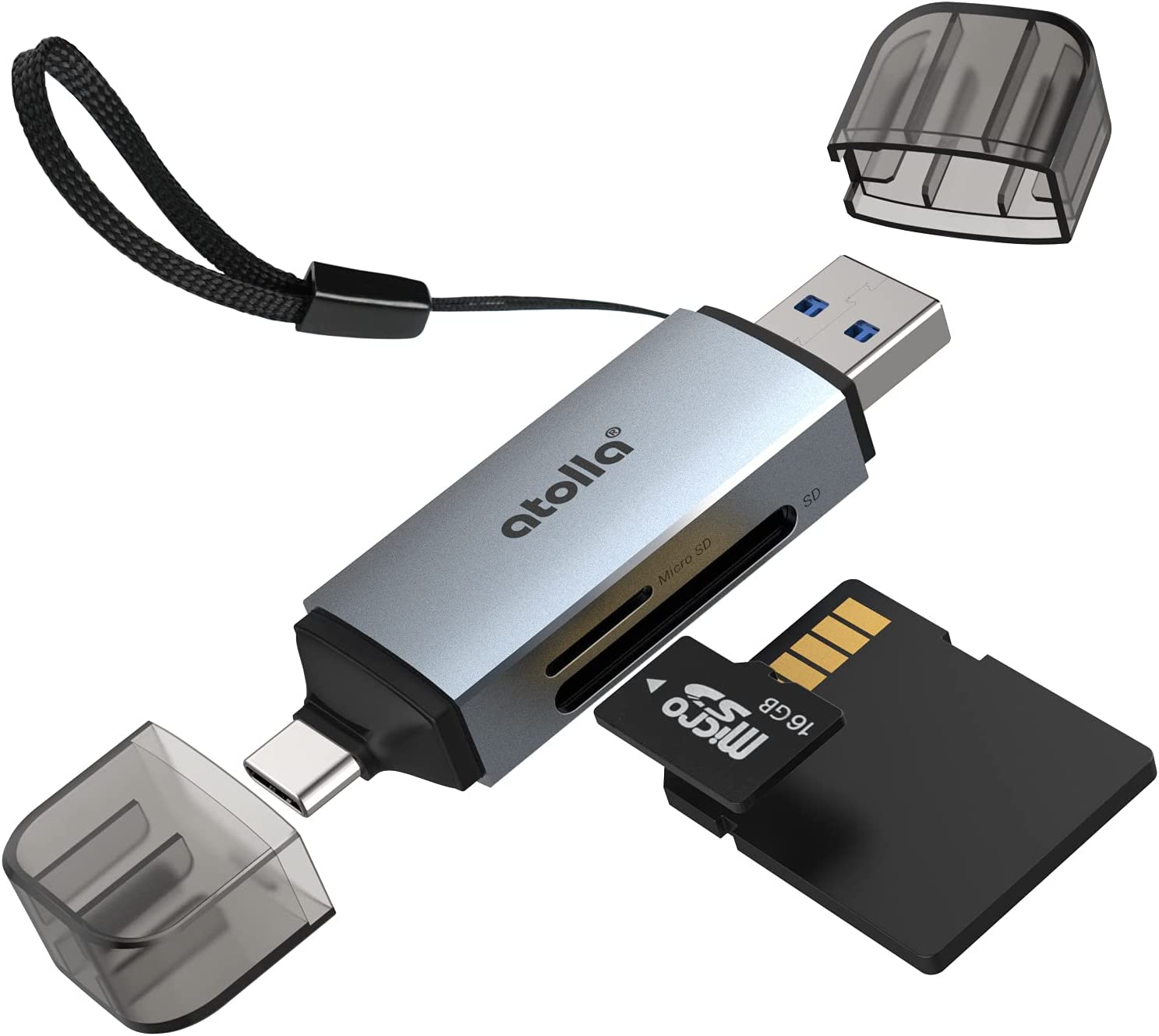 楽天アーサイト楽天市場店SDカードリーダー 2-in-1 USB3.0 Type Cメモリカードリーダー同時読み書き [ SD/SDHC/SDXC/RS-MMC/microSD/microSDHC/microSDXC ] 5Gps高速 カードリーダー UHS-I USB3.1 3.0 2.0アダプター[コード付き]