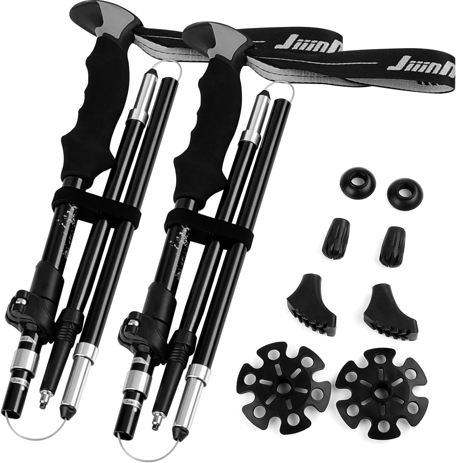 トレッキングポール 登山用ストック 折りたたみ式 超軽量 登山杖 使用長さ:110-130cm伸縮可 アルミ製 収納ケース付き 2本セット(ブラック)