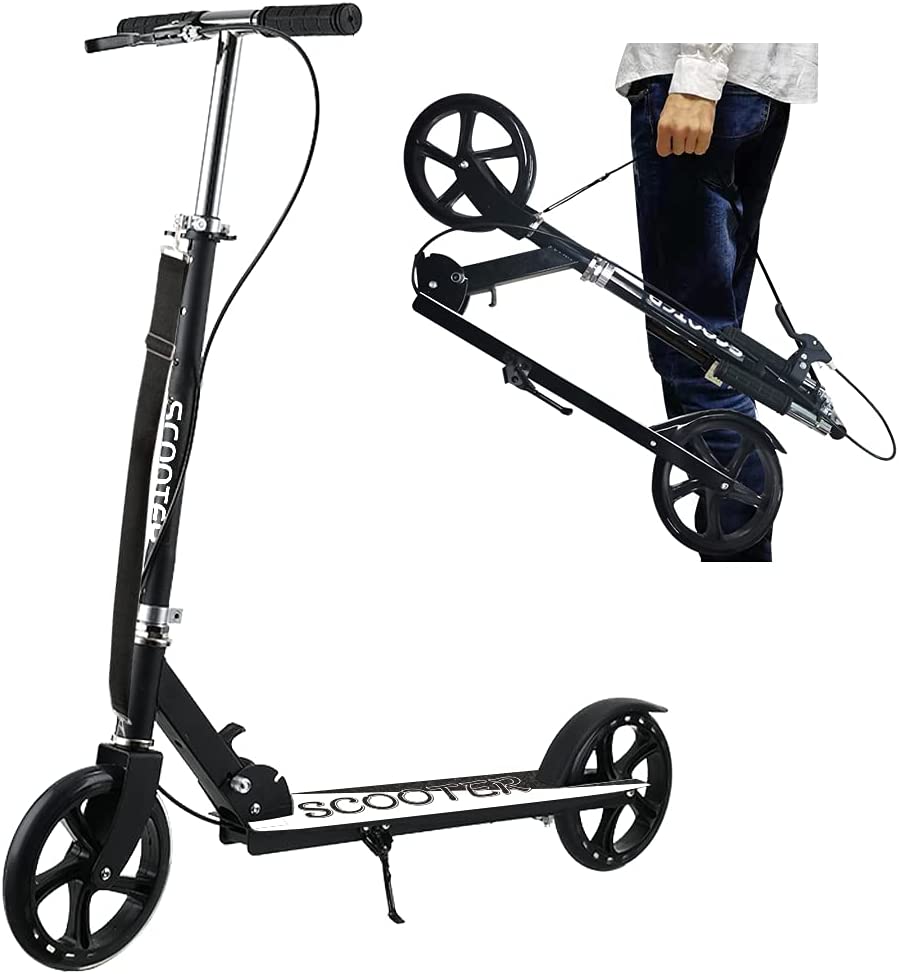 キックボード キックスクーター 子供 大人用 きっくボード 折り畳み式 フット/ハンドブレーキ 3段階高さ調節可能 8インチホイール 立ち乗り式二輪車 耐荷重150kg 持ち運び便利 日本語説明書のサムネイル