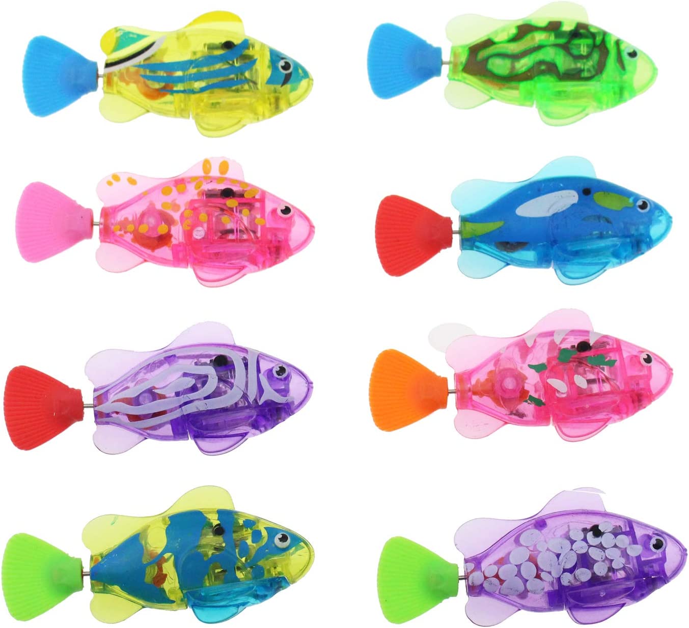 Fish Toy 赤ちゃん幼児風呂のおもちゃ電気魚金魚点滅ライトで泳ぐ水槽 バスタブ 子供用ギフト - 8パック