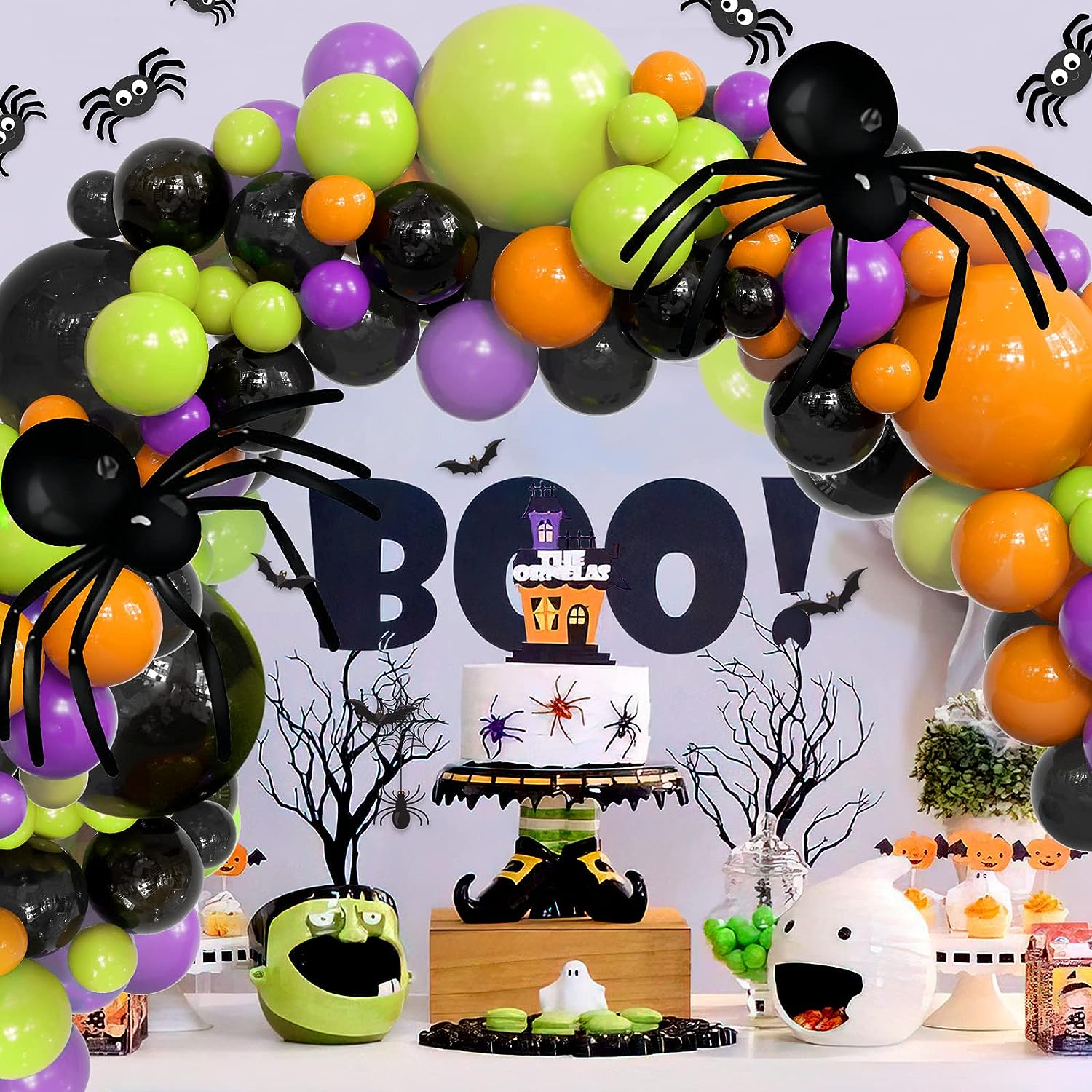 ハロウィン風船飾り バルーンセット 215個 風船オレンジ ブラック パープル グリーン バルーン 細長風船 ハロウィンパーティー 飾り 写真撮影 装飾 家庭用