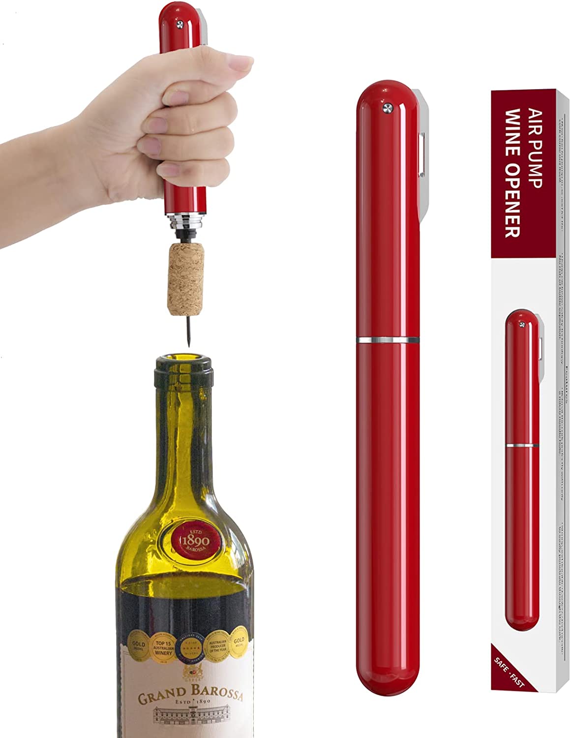 エアーポンプ式ワインオープナー フォイルカッター付き 2in1 空気圧ワインオープナー ワインボトルオープナー 簡単に開けられる 携帯用旅行 ワインコルクスクリュー ハンドヘルド