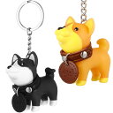 【2個セット】柴犬キーチェーン キーホルダー 柴犬 黒柴 ペアキーホルダー 犬 キーリング バッグチャーム 可愛いペンダント 小物アクセサリー カップル バレン...