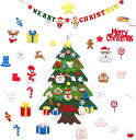DIYクリスマスツリー 壁掛けミニクリスマスツリー装飾DIYフェルトクリスマスツリーセットとクリスマスギフト&クリスマスツリーの装飾32個の取り外し可能な装飾品...