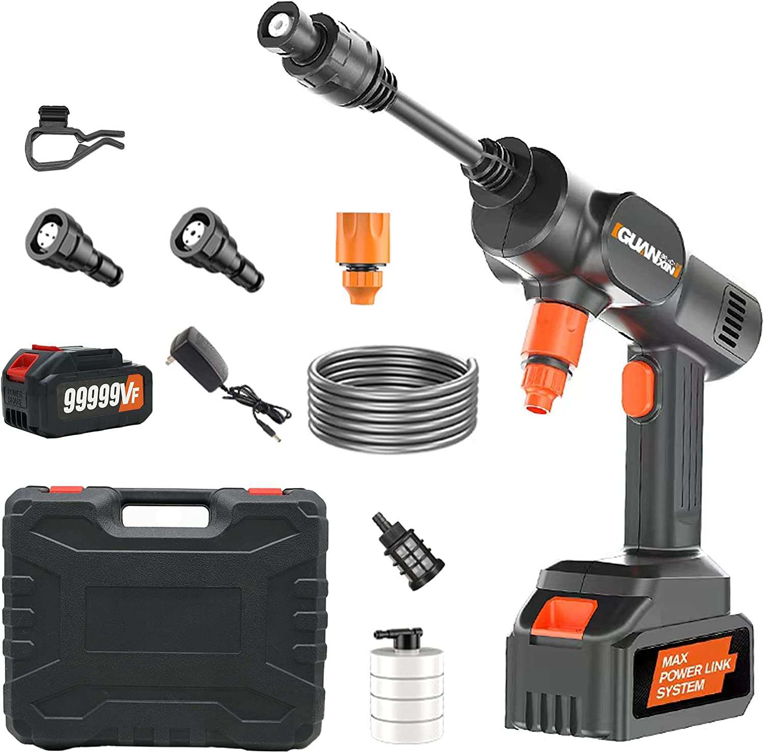 高圧洗浄機 水圧洗浄機 高圧洗車 ガン コードレス 充電式 高圧洗浄 強力噴射 ポータブル コンパクト 軽..