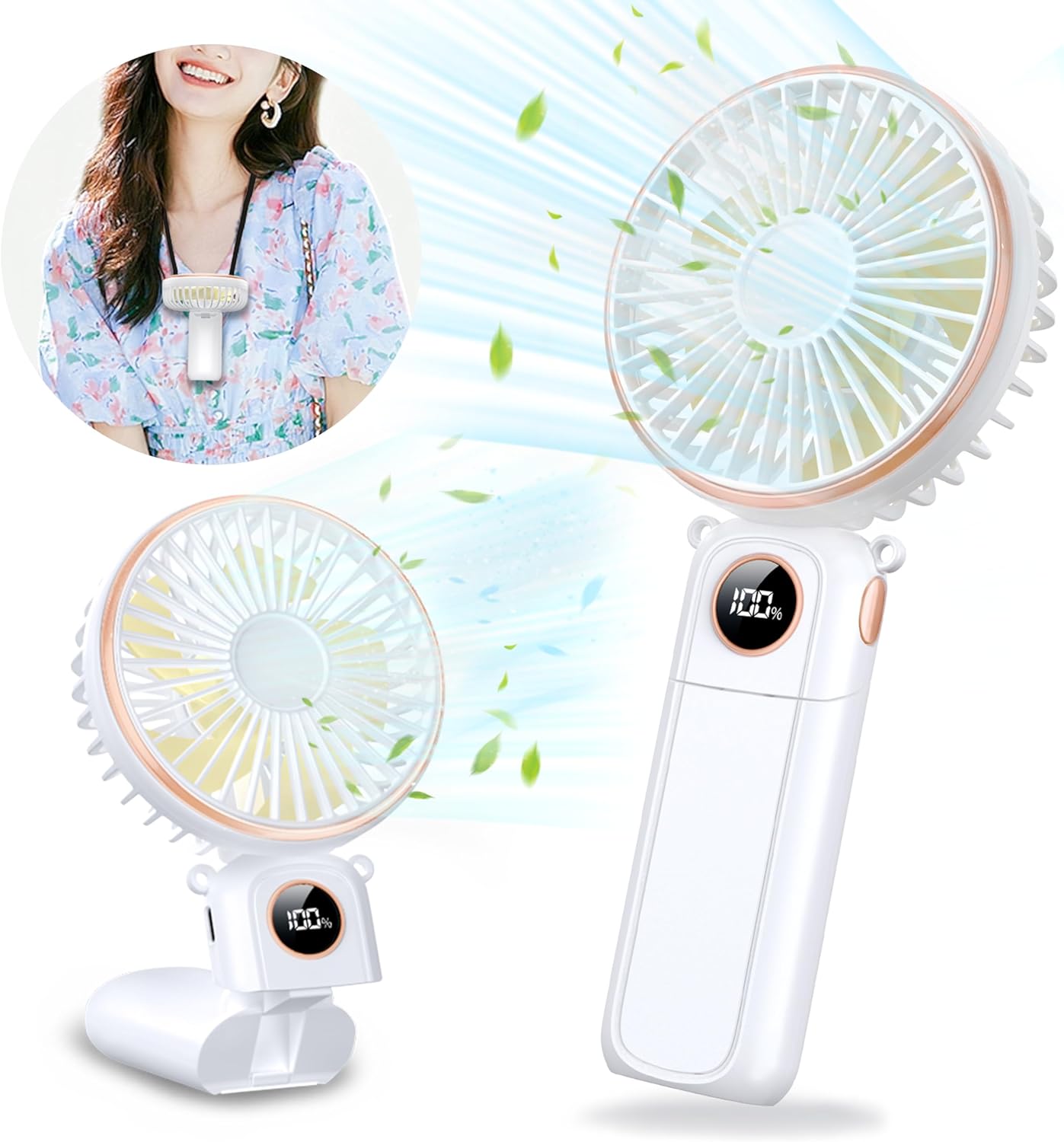 ハンディファン ハンディ扇風機 手持ち扇風機 20dB静音 携帯扇風機 強風 6段階風量調節 充電式 せんぷうき扇風機 小型 5200mAhバッテリー内蔵 ミニ扇風機 折り畳み式 ハンディー ファン ポータブル 扇風機 Type-C 卓上 首掛け dc 熱中症/暑さ対策 プレゼント