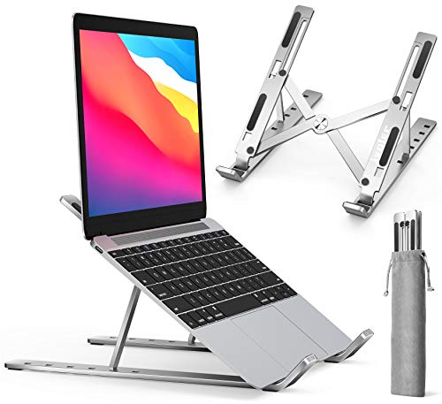 ノートパソコン スタンド PCスタンド改良 折りたたみ式 タブレット スタンドラップトップスタンド 高さ・角度調整可能 アルミ合金 pc スタンド 軽量PC/MacBook/ラップトップ/iPad/タブレット (金属)