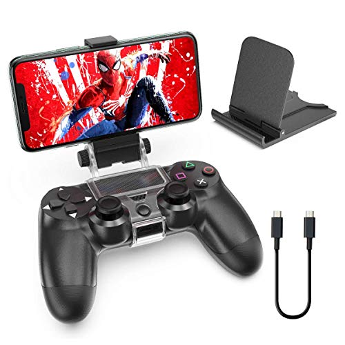 PS4携帯ホルダー PS4スマホホルダー PS4スマホクリップ PS4携帯電話ホルダー PS4コントローラーマウント PS4スマホ固定ホルダー PS4スマホマウントホルダー ワイヤレス IOS Android対応