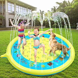 噴水マット プレイマット 噴水プール 170CM直径 ビニールプール おもちゃプレイマット 夏の日 子供用 水遊び 親子遊び 家庭用 アウトドア 芝生遊び 誕生日プレゼント
