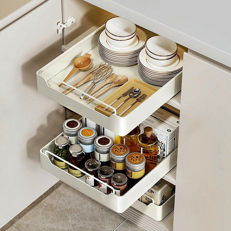シンク下 収納 引き出し スライドラック キッチン下 キッチンラック 35x43cm 40x43cm多機能 調味料収納..