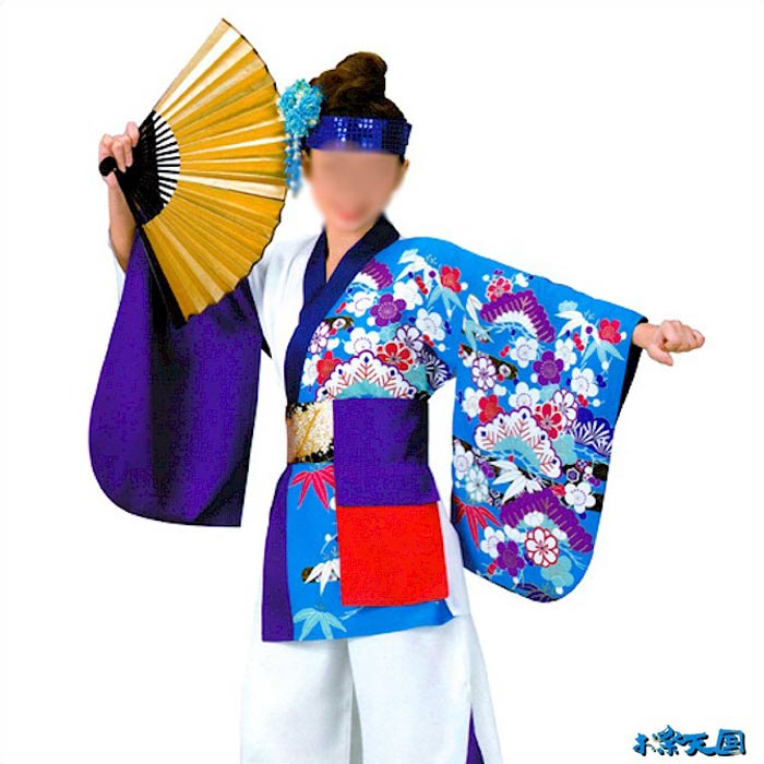 よさこい 衣装 青 紫 青 レディース k桶60026 コスチューム 祭り 衣裳 取寄せ商品