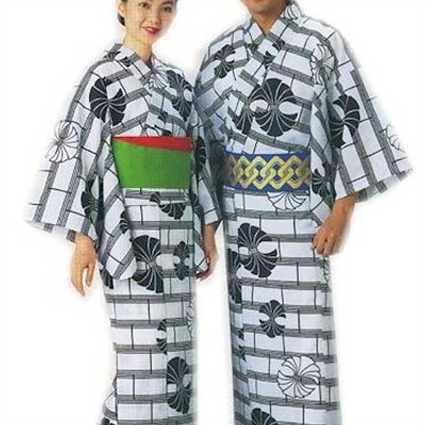 浴衣 白 レンガ 熨斗 メンズ レディース 小紋 仕立上り ゆかた 祭 （s杉2344） 仕立上がり 盆踊り 祭り..