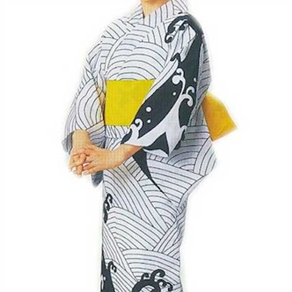 浴衣 白 波 レディース 絵羽 仕立上り ゆかた 祭 （s青2013-3） 仕立上がり 盆踊り 祭り 揃い 踊り まつり 取寄せ商品