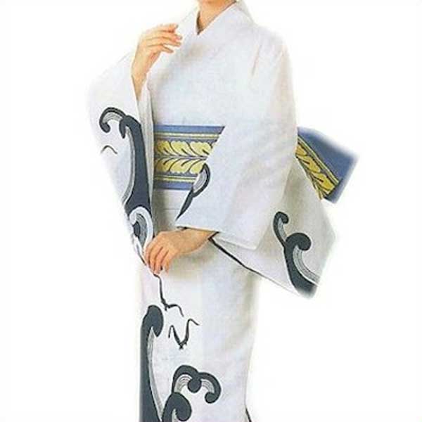 浴衣 白 波 カモメ レディース 絵羽 仕立上り ゆかた 祭 (s青2025) 仕立上がり 盆踊り 祭り 揃い 踊り まつり 取寄せ商品