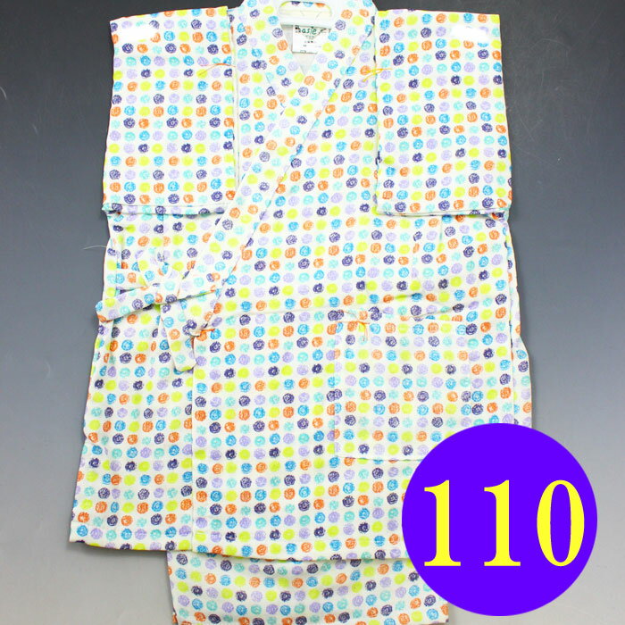 甚平 浴衣 子供 男の子 女の子 5歳 6歳 日本製 110 水玉 ドット 子供用 1点までメール便可