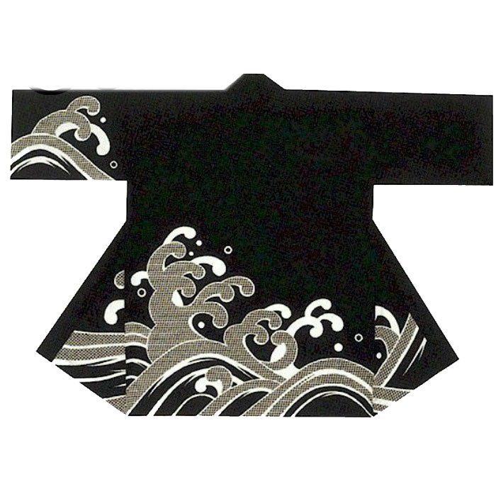 法被 XL 大きい ロング 半纏 長半纏 黒 波 はっぴ ハッピ 祭 メンズ レディース (s対9159) よさこい まつり 祭り 大人 袢纏 大寸 LL 取寄せ商品