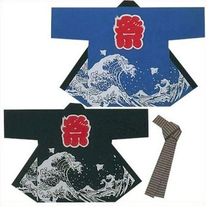 法被 半纏 青 黒 波 千鳥 富士山 はっぴ ハッピ 祭 メンズ レディース (s活9503-04) よさこい まつり 祭り 大人 袢纏 波 1点までメール便可