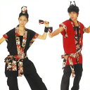よさこい 衣装 赤 黒 メンズ レディース M L 夏用 袖なし k吏60077-81 コスチューム 祭り 衣裳 取寄せ商品