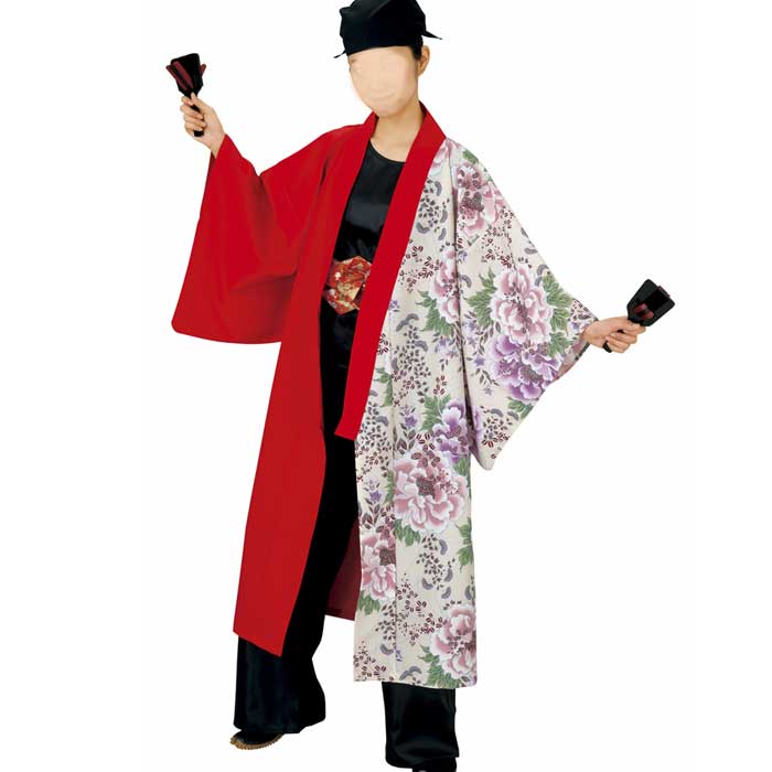 法被 ロング 長半纏 長い 赤 白 牡丹 はっぴ ハッピ 祭 (o飯7908) よさこい 衣装 祭り まつり 大人 袢纏 取寄せ商品