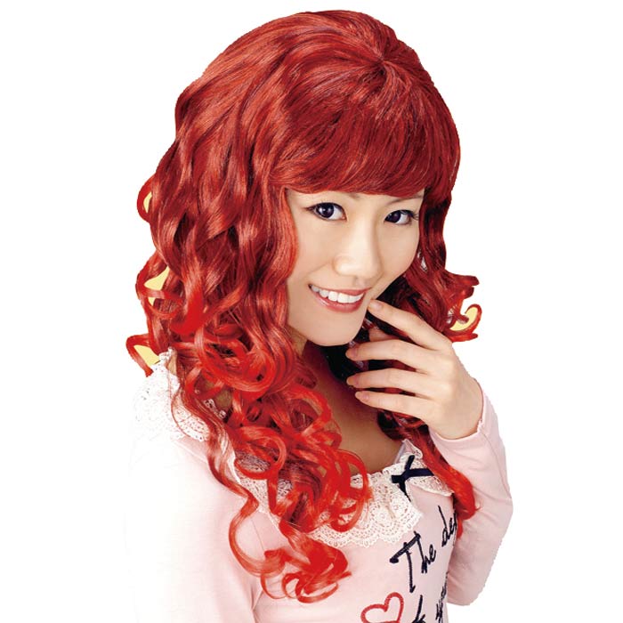 ウイッグ ロング カール セクシー （oパ4292） レッド かつら コスプレ ハロウィン パーティー 仮装 鬘