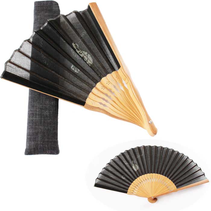 扇子 夏用 黒 瓢箪 扇子袋付き女性用 婦人 レディース プレゼント ギフト メール便対応可