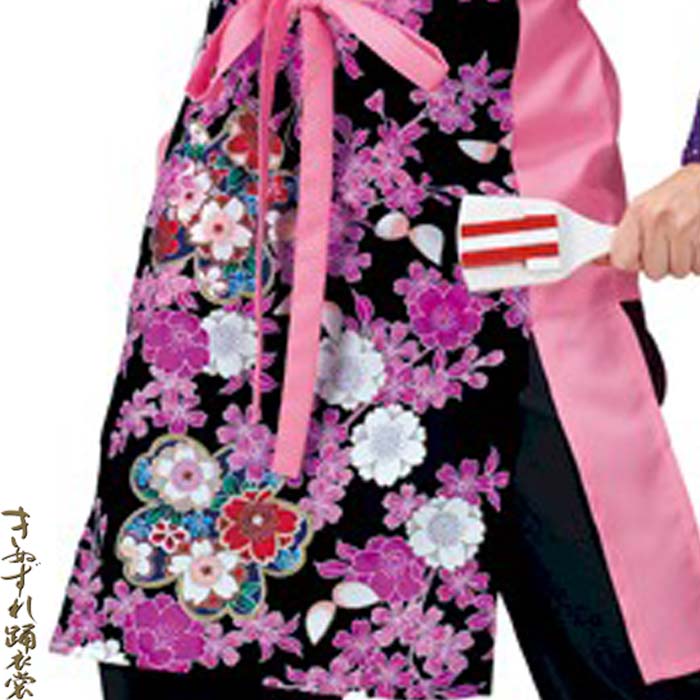 よさこい 衣装 ピンク 黒 花柄 レディース k名60057 コスチューム 祭り 衣裳 取寄せ商品