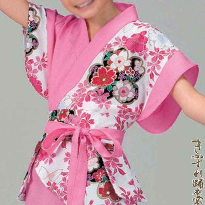 よさこい 衣装 ピンク 花柄 ジュニア 子供用 上衣 140 k服60045 コスチューム 祭り 衣裳 キッズ まつり 取寄せ商品 2