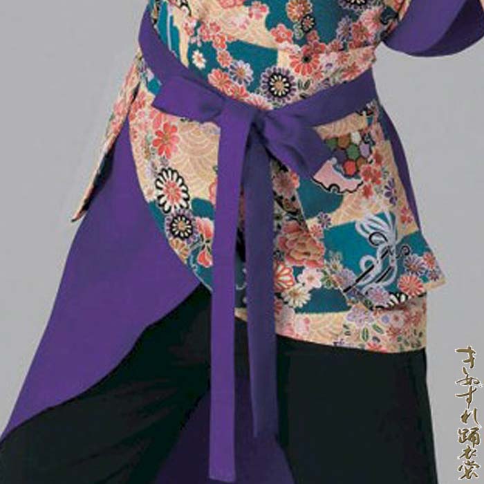 よさこい 衣装 紫 花柄 レディース 上衣 鳴子入れ付きベルト セット k寄60048 コスチューム 祭り 衣裳 取寄せ商品 3