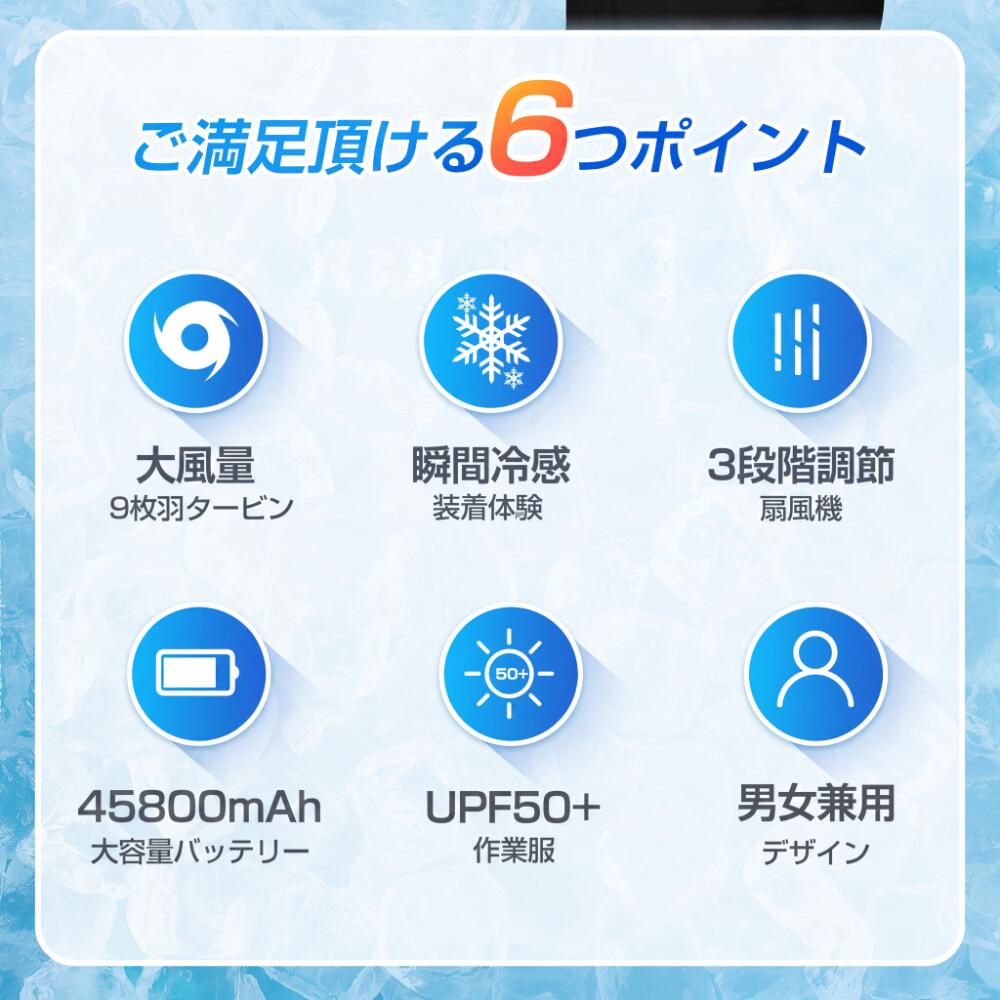 【お買い得！★クーポンで6,006】 空調ウェア バッテリー付き ファンセット ジャケット 長袖 空調ウェア フルセット 冷却服 空調作業服 空調作業着 空調扇風服 45800mAh 最大12時間稼動 大風量 薄型 夏 熱中症対策 UVカット アウトドア 外仕事 男 女 送料無料 asamu-10000098 アサム サンプル画像3