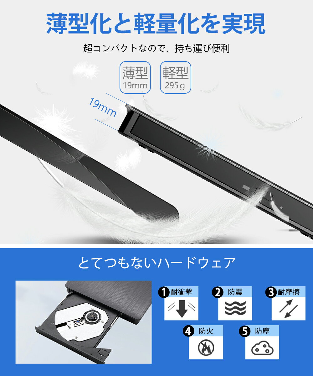Dvdドライブ外付け Dvdドライブ Usb3 0 高速転換 静音 超軽量 ポータブル 外付け Cdドライブ 読取 書込 持ち運び Window Mac 両対応 翌日発送 21年レディースファッション福袋 22最新版 3 0対応cd コンパクト Usb 書き込み対応 読み込み対応 スリム ポータブル