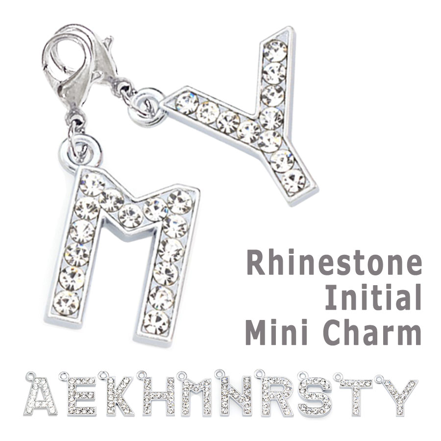 バッグチャーム 大人 かわいい チャーム イニシャル アルファベット ラインストーン キラキラ デコ マスクチャーム ファスナーチャーム 手芸 クラフト パーツ...
