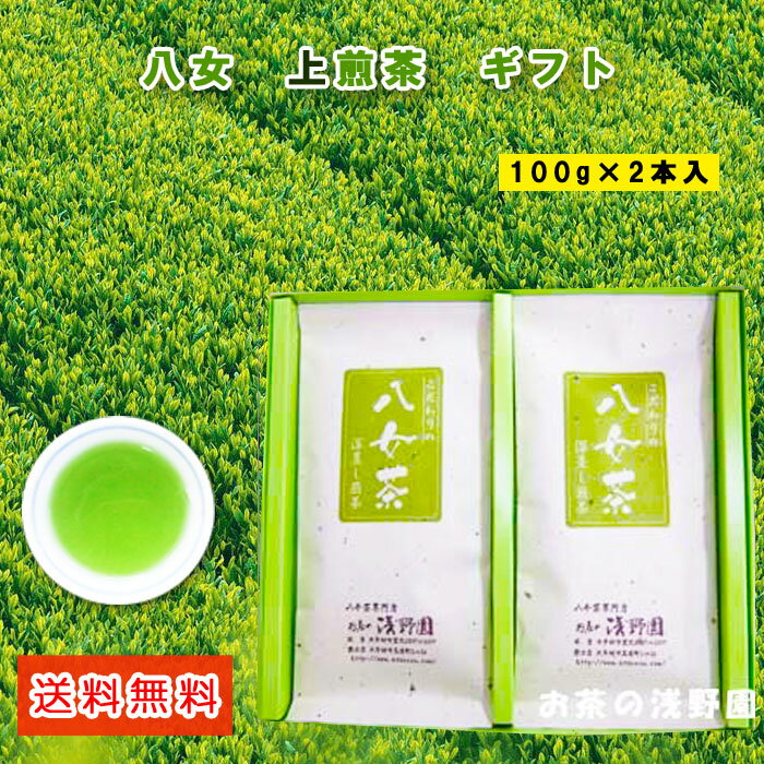 楽天八女茶の製造直売　お茶の浅野園八女茶 上煎茶ギフト 100g 2本箱入 贈答用 煎茶 福岡 八女 特上煎茶 緑茶 急須 茶葉 リーフ 特産品 贈り物 お中元 御歳暮 こだわり 八女茶ギフト 深蒸し 上八女茶 お取り寄せ 御中元 父の日 母の日 敬老の日