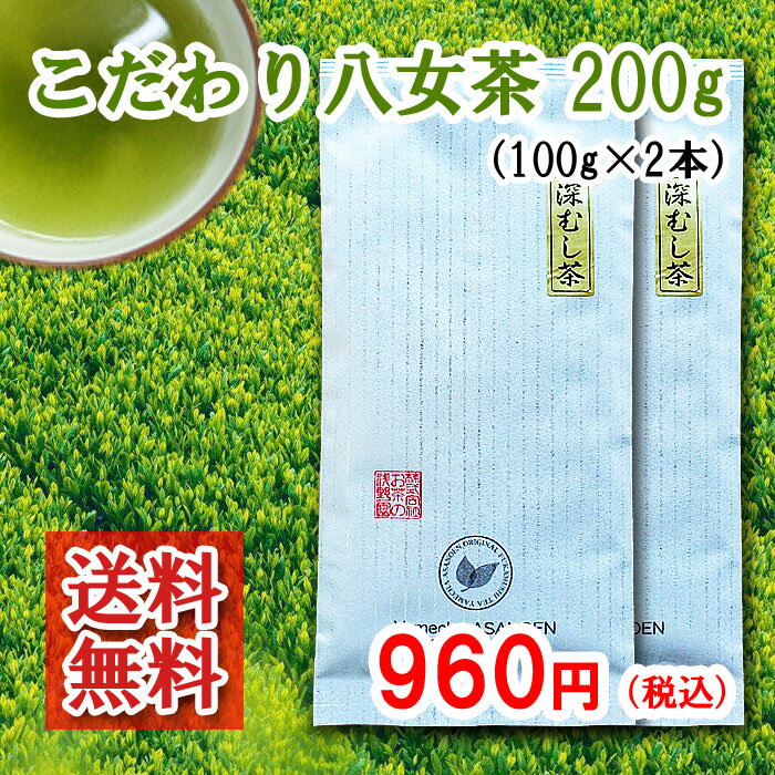 お茶 こだわり八女茶100g 2本セット 送料無料 お茶 煎茶 緑茶 深蒸し茶 日本茶 福岡 八女 九州産 国産 お土産 健康 …