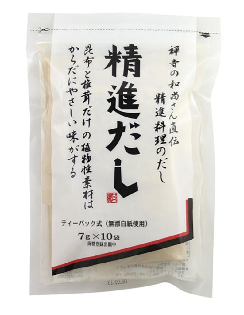 　　☆★☆ 精進だし ☆★☆ 国産椎茸・北海道産真昆布使用のだしバッグ　クセのないすっきりとした旨み ◆精進だしの特徴 ○短時間でだしがとれる ○砂糖・動物性原料不使用 ○化学調味料不使用 ○食塩無添加 ○無漂白ティーバッグ使用 ◆精進の原材料名しいたけ(九州産)、昆布(北海道産) 【アレルゲン】　無し 商品名 精進だし 内容量 70g(7g×10袋) 保存方法 直射日光の当たらない涼しいところに密栓して保管してください。 賞味期限 開封前：常温で1年 広告文責 有限会社　横川ヤマト TEL 082-295-1732 メーカー 株式会社カネジョウ 製造・区分 日本・調味料 JAN：コード 4965943300043 ＜購入時の注意事項＞ ・予告無くパッケージが変更にある場合がありますので予めご了承下さい。 ・製造・取扱い中止の場合にはキャンセル処理をさせて頂く場合がございます。 ・お客様のご都合によるご注文内容の変更・キャンセル・返品・交換はお受けできません。【医薬品】 あなたのお悩みを症状で探す更年期でお悩みの方アレルギー性鼻炎の方残尿感でお困りの方お休み時の激しいせきにアレルギー体質の方痔でお悩みの方胃腸障害でお悩みの方頭痛めまいでお悩みの方疲れやすい方に蓄膿症でお困りの方乳腺炎でお悩みの方不眠症でお悩みの方血圧が高めの方頑固な便秘でお困りの方神経痛・関節痛に排尿痛でお困りの方ストレスでお悩みの方むくみでお悩みの方月経不順の方眼精疾患でお悩みの方肝臓疾患でお悩みの方中耳炎でお困りの方歯槽膿漏でお悩みの方腎臓疾患でお悩みの方手足のしびれお悩みの方