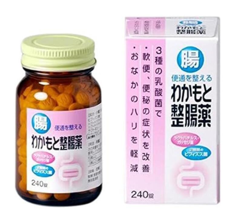 　　　　　　　　≪指定医薬部外品≫ 　　☆★☆ わかもと整腸薬 ☆★☆ 　　　　乳酸菌3種配合の整腸薬 この医薬品は、薬剤師、登録販売者に相談のうえ、『使用上の注意』をよく読んでお使いください。 このような方におすすめ 　●便秘気味の方 　●軟便気味の方 　●お腹が張る方 　●腸の老化からくる便秘・軟便が気になる方 わかもと整腸薬の特長 ■2種類のビフィズス菌が、主に大腸で有害菌の増殖を抑えて、おなかの調子を整えます。 ■ガッセリ菌が、主に小腸で有害菌の増殖を抑えて、おなかの調子を整えます。 ■1回2錠の服用で整腸効果を発揮します。 わかもと整腸薬の成分表示　6錠中 　ビフィズス菌・・・72mg 　ラクトミン・・・36mg 添加物として 乳糖水和物、バレイショデンプン、粉末還元麦芽糖水アメ、ボピドン、ステアリン酸マグネシウムを含有します。 わかもと整腸薬の効能効果 整腸（便通を整える）、便秘、軟便、腹部膨満感 わかもと整腸薬の用法・用量 次の量を食後に、水又はぬるま湯で服用して下さい。 　成人（15才以上）・・・1回2錠　1日3回 　5才以上15才未満・・・1回1錠　1日3回 　※5才未満の方は服用しないこと 保管及び取扱い上の注意 ・直射日光の当たらない湿気の少ない涼しい所に密栓して保管してく ださい。 ・小児の手のとどかない所に保管してください。 ・他の容器に入れ替えないでください。（誤用の原因になったり品質が変わります。） ・ 服用のつどフタをよくしめてください。（湿気などの影響で品質がかわります。） 　また、ぬれた手で扱わないでください。 ・使用期限を過ぎた製品は服用しないでください。 ・一度開封した後は、品質保持の点から用法・用量どおりになるべく早く服用してください。 ・錠剤に微少な斑点が見受けられることがありますが、これは成分によるもので、品質には問題ありません。 商品名 わかもと整腸薬 内容量 240錠 保存方法 直射日光を避け、湿気の少ない涼しい所に保存してください。 使用期限 1年未満の商品は、販売いたしません。 広告文責 有限会社 横川ヤマト 登録販売者 山田秀文（ヤマダヒデフミ） TEL 082-295-1732 メーカー わかもと製薬 お客様相談窓口 03-3279-1221（9：00～17：00）土・日・祝除く 製造・区分 日本・指定医薬部外品 JANコード 4987243124105 &nbsp;副作用被害救済制度の問い合わせ先 （独）医薬品医療機器総合機構 （フリーダイヤル）0120-149-931 購入時のの注意点 ・予告無くパッケージが変更になる場合がありますので予めご了承ください。 ・製造・取扱い中止の場合はキャンセル処理をさせて頂く場合がございます。 ・仕入れ先の状況により納期期限より遅れる場合、欠品する場合がございますので予めご了承ください。 ・お客様のご都合によるご注文内容の変更・キャンセル・返品・交換はお受けできません。 ・開封後の返品・交換は一切お受けできません。 ■相談すること 1.医師の治療を受けている人 2.次の場合は、直ちに使用を中止し、この文書を持って医師または薬剤師に相談して下さい。 　1ヶ月位服用しても症状がよくならない場合 3.次の症状が見られた場合には、服用を中止し、医師又は薬剤師に相談してください。 　軟便・下痢【医薬品】 あなたのお悩みを症状で探す更年期でお悩みの方アレルギー性鼻炎の方残尿感でお困りの方お休み時の激しいせきにアレルギー体質の方痔でお悩みの方胃腸障害でお悩みの方頭痛めまいでお悩みの方疲れやすい方に蓄膿症でお困りの方乳腺炎でお悩みの方不眠症でお悩みの方血圧が高めの方頑固な便秘でお困りの方神経痛・関節痛に排尿痛でお困りの方ストレスでお悩みの方むくみでお悩みの方月経不順の方眼精疾患でお悩みの方肝臓疾患でお悩みの方中耳炎でお困りの方歯槽膿漏でお悩みの方腎臓疾患でお悩みの方手足のしびれお悩みの方