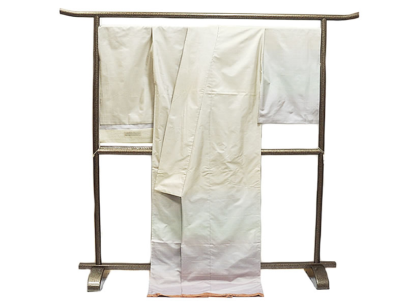 正絹 手織り　漢方薬草染　紬 訪問着　-ぼかし-　[ 2012-3521 ]　未仕立て フルオーダー 誂え 着物 きもの ほうもんぎ 和 きぬ シルク 女性 女物 レディース ボカシ 暈し ており 青 鼠 灰 紫 つむぎ 絵羽