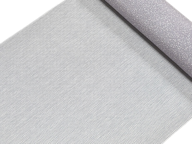 正絹　京友禅　小紋 着尺　-変化縞-　[ 2009-3406 ]　未仕立て フルオーダー 誂え 着物 きもの 染め 和 きぬ シルク 女性 女物 レディース 日本製 丹後縮緬 たんごちりめん しま ストライプ 霰 あられ 両面 藍 鼠 白 紫 堅牢染　伊勢型写 単衣 ひとえ