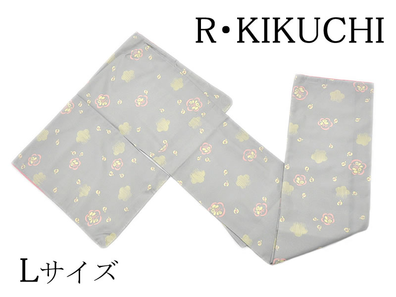 乐天商城 - 女物　仕立上り　R・KIKUCHI ポリエステル　袷 小紋着物　Lサイズ - 梅/スカイグレー - [ 1203-1059 ]　すぐ着られる 洗える きもの ポリエステル 街着 稽古 広衿 初心者 女性 レディース 黄 ピンク ぼかし 上品 お洒落 おしゃれ キクチリョウコ