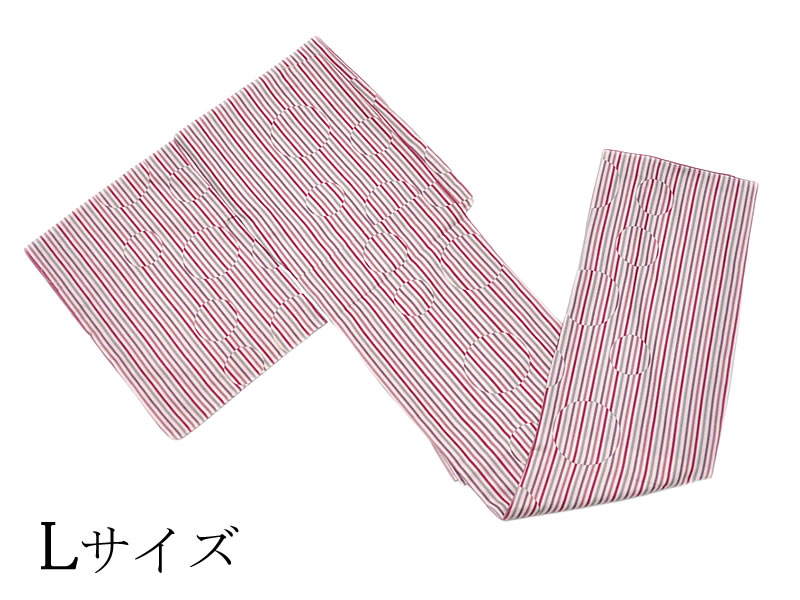 乐天商城 - 女物　仕立上り ポリエステル　袷 着物　Lサイズ - 縞・水玉/ピンク系 - [ 1203-1061 ]　すぐ着られる 洗える きもの カジュアル 街着 稽古 初心者 ストライプ ドット 女性 レディース 鼠 ワインレッド 紫 お洒落 おしゃれ