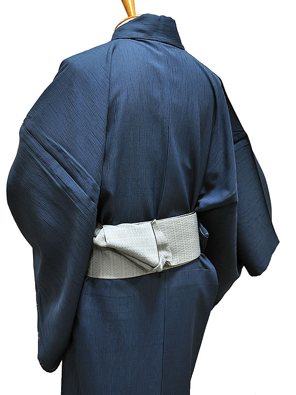 男物　仕立上り ポリエステル　無地 単衣 着物　- 藍色 -　[ 1506-1854 ]　きもの 夏 なつ 洗える 男性 メンズ 紳士 シンプル むじ 既製品 青 すぐ着られる 普段着 カジュアル 日本製