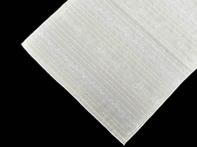 女物　浴衣用　兵児帯　-薔薇/オフホワイト・クリーム系-　[ 1307-1404 ]　　クリックポストOK　ゆかた 女性 レディース 女の子 夏 花火 祭り ポリエステル ナイロン 安価 キュート ばら バラ ローズ 白系 へこおび 蝶結び ラメ 簡単 日本製