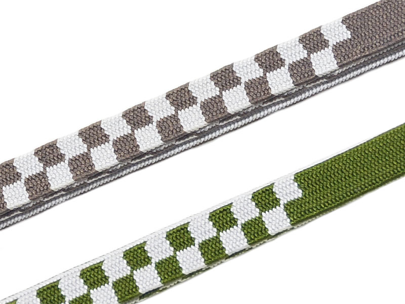 女物正絹三分紐帯〆-市松/茶系・緑...