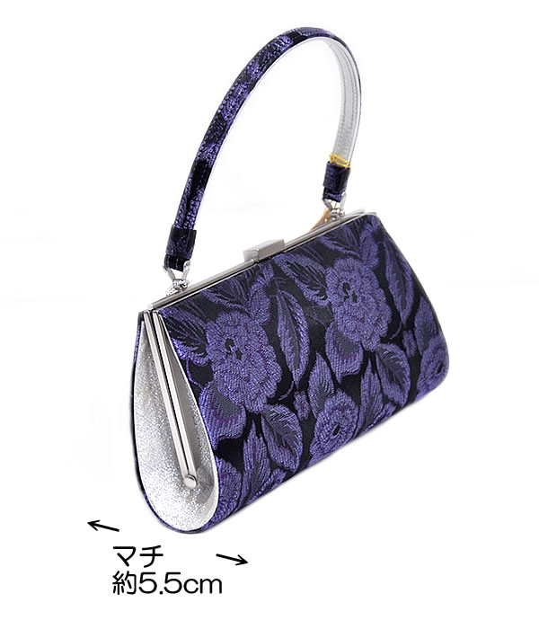 振袖用　岩佐　草履・バッグセット　Mサイズ　-洋花/紫・黒・シルバー系-　[ 1105-760 ]　ふりそで 着物 きもの 成人式 正月 日本製 手持ち クラッチバッグ 女性 女物 レディース クラシカル ブラック 02P03Dec16