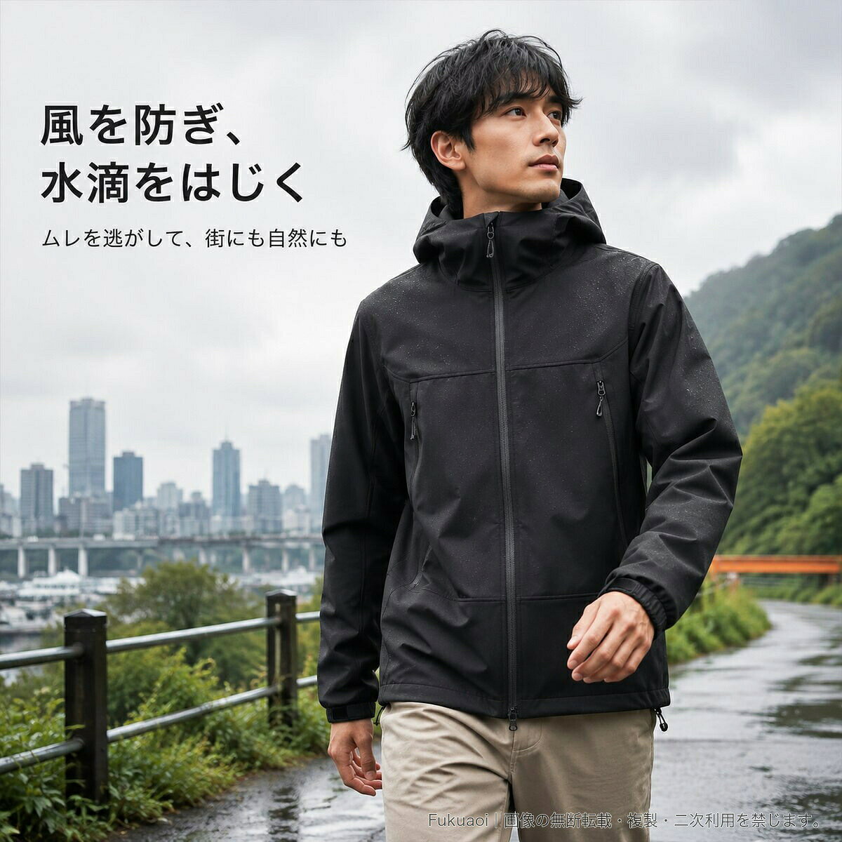 風を防ぎ、水滴をはじきながら衣服内のムレを逃がす、フード付きソフトシェルジャケットです。表地にはポリエステル100%素材を使用。裏地のないレギュラー丈で、アウトドアウェアとしてはもちろん、通勤や日常の軽い羽織りにも合わせやすい一着です。フードと裾はフィット感を調節でき、両サイドには荷物を収納しやすいファスナー付きポケットを配置。手元を覆いやすい形状の袖口も備えています。登山、ハイキング、キャンプ、旅行など、天候が変わりやすい場面におすすめです。カラー:幻桜レッド、アイリスパープル、ファントムブラック、ビビッドオレンジ、グレイシャーブルー、蛍光グリーン、桜ピンクサイズ:S、M、L、XL、2XL、3XL、4XL対象:男女兼用