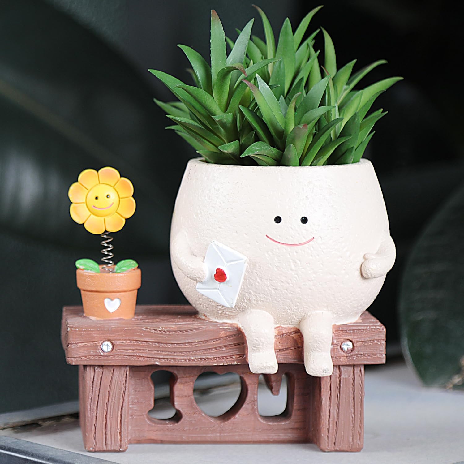 面白い植木鉢 かわいいスマイリーフェイスプランター、屋内植物用ママフラワーポット ユニークな多肉植物ポットギフト、小さなサボテンヘッドプランター、誕生日クリスマスのための楽しいママギフト