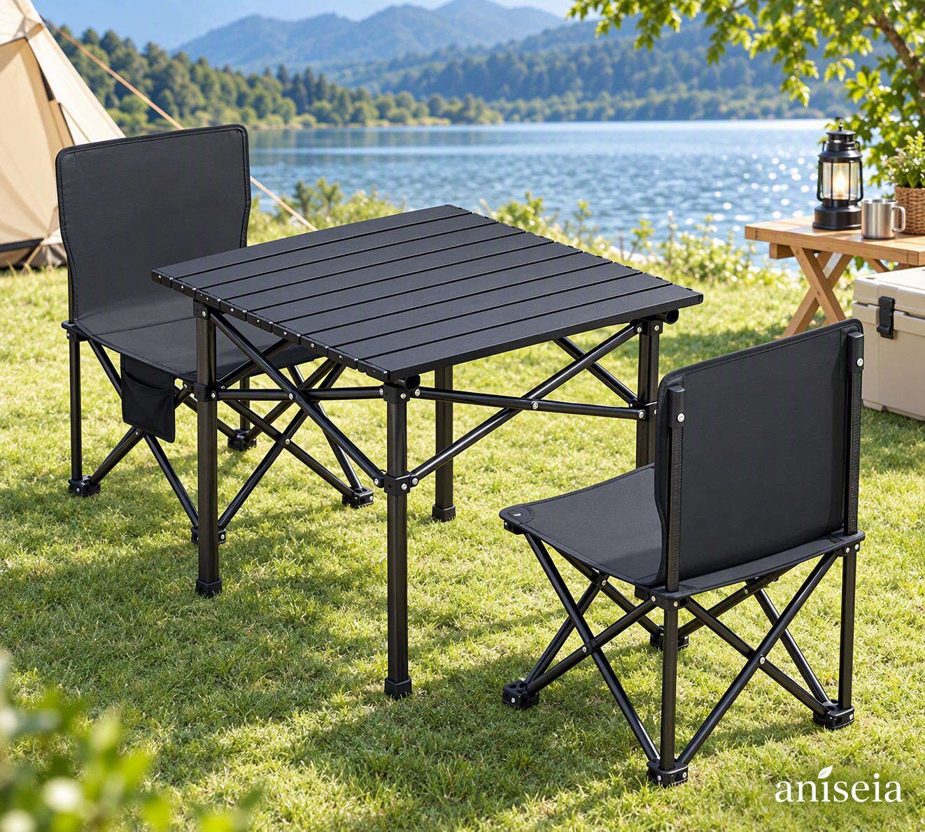 アウトドア テーブル チェア 7点セット キャンプ アルミテーブル椅子 ピクニック 収納バッグ付き BBQ キャンプ用品 テント バーベキュー asap01-10050723 Asap楽天市場店 サンプル画像2