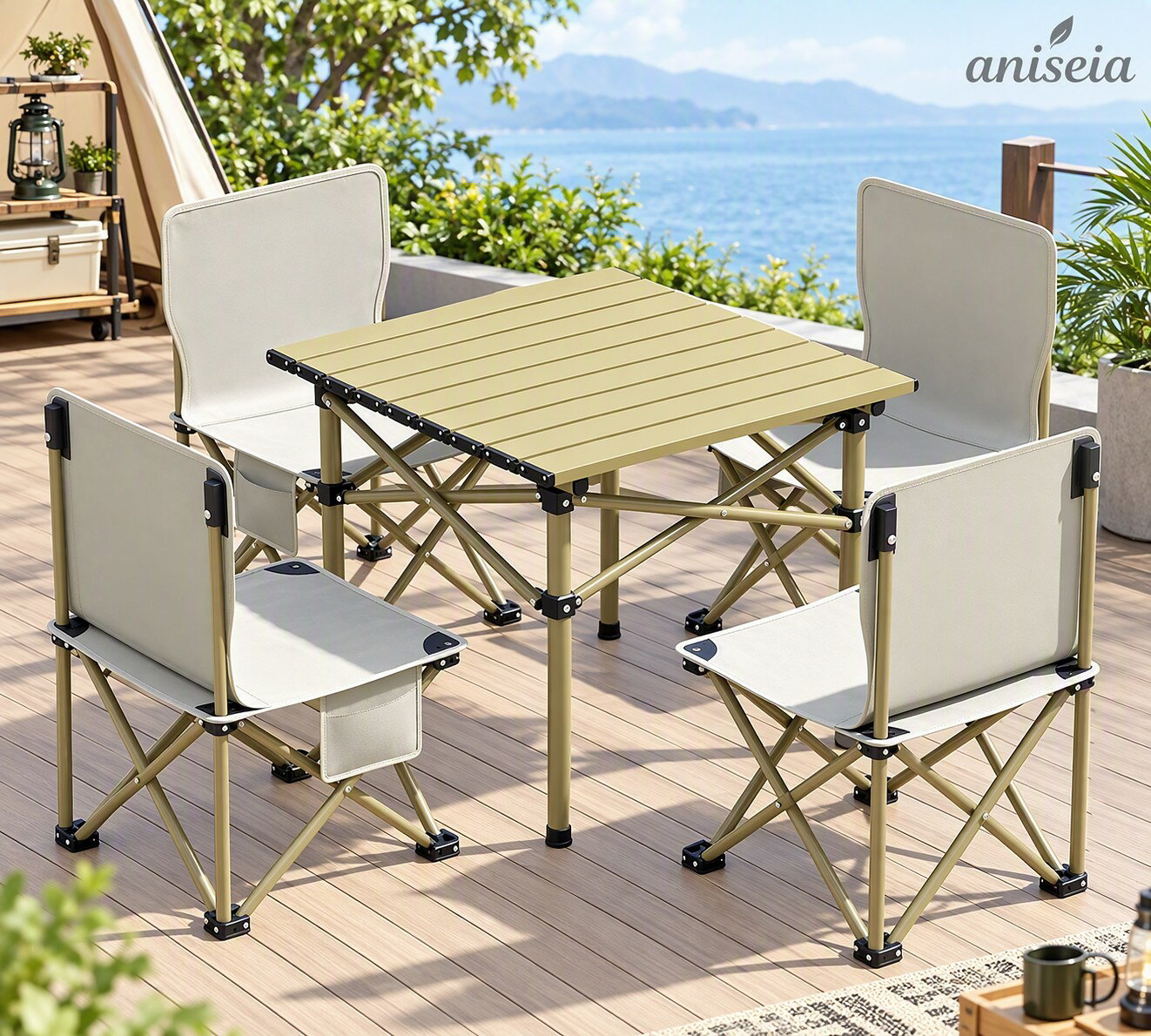 アウトドア テーブル チェア 7点セット キャンプ アルミテーブル椅子 ピクニック 収納バッグ付き BBQ キャンプ用品 テント バーベキュー asap01-10050723 Asap楽天市場店 サンプル画像3