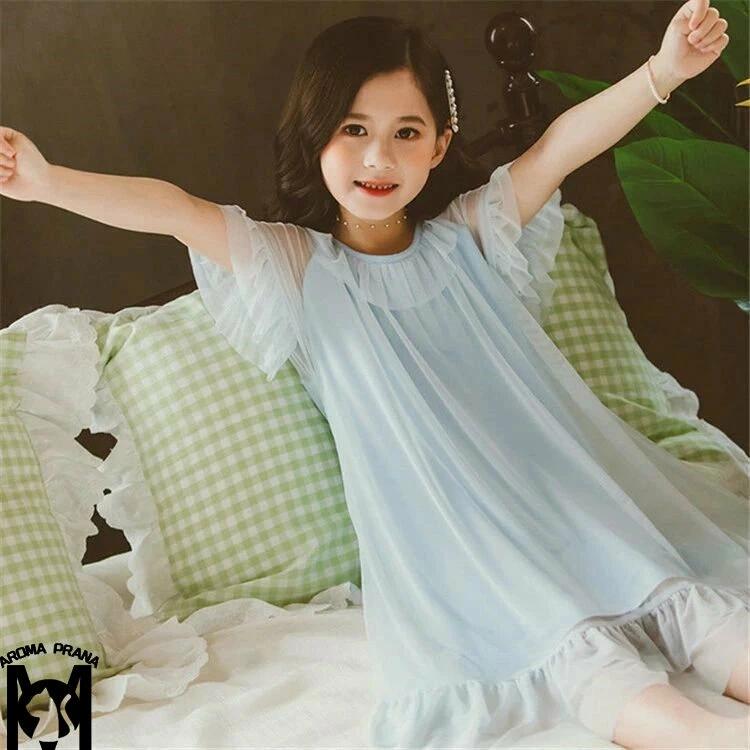 キッズ ネグリジェ 韓国 女の子 パジャマ ワンピース 春夏 半袖 子供服 ルームウェア 寝巻き かわいい 子供 ネグリジェ ワンピース 部屋着 ジュニア 寝間着 女児 110-160cm